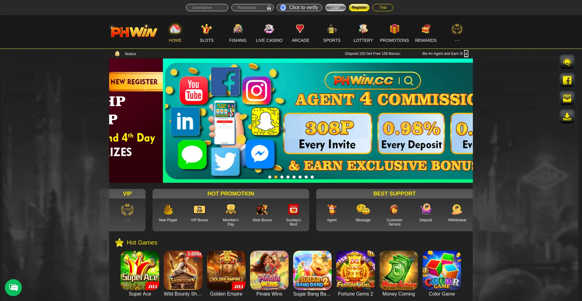 Website screenshot of 46phwin.vip