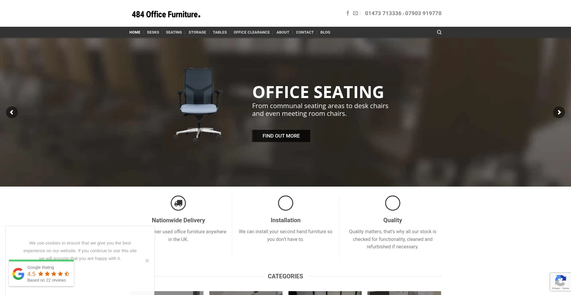 Website screenshot of 484officefurniture.co.uk