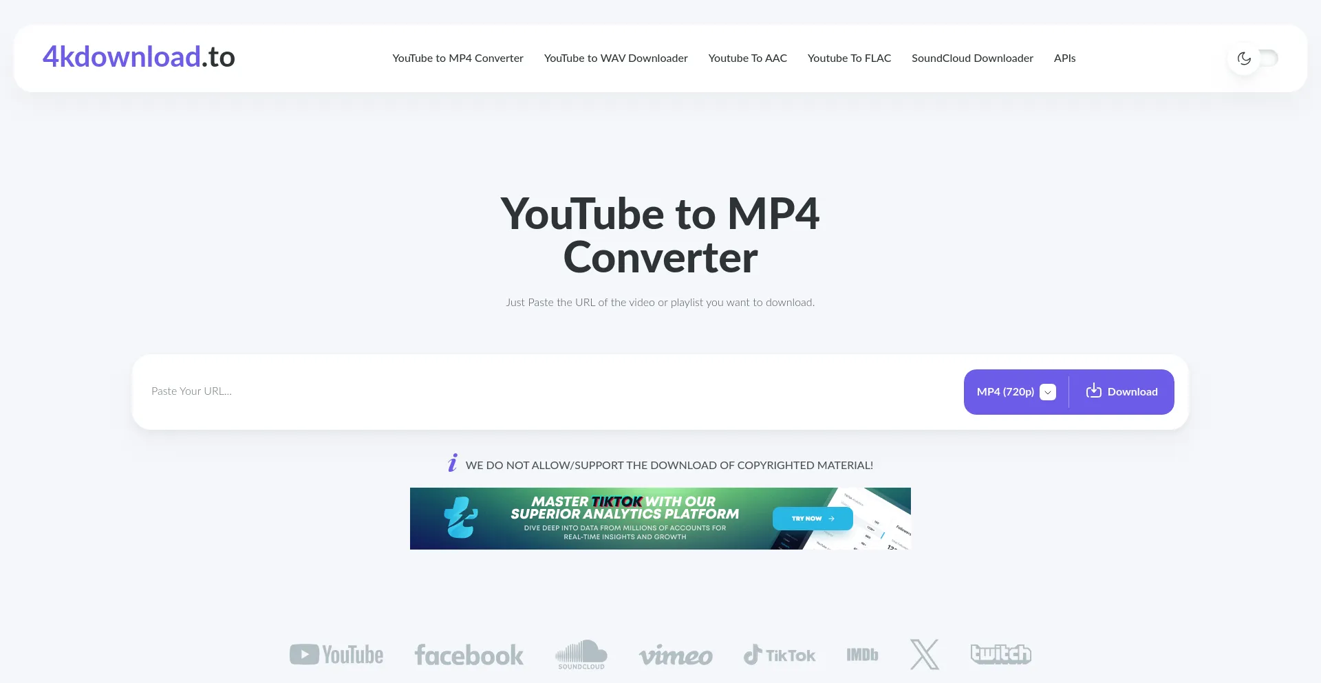 Website screenshot of 4kdownload.to