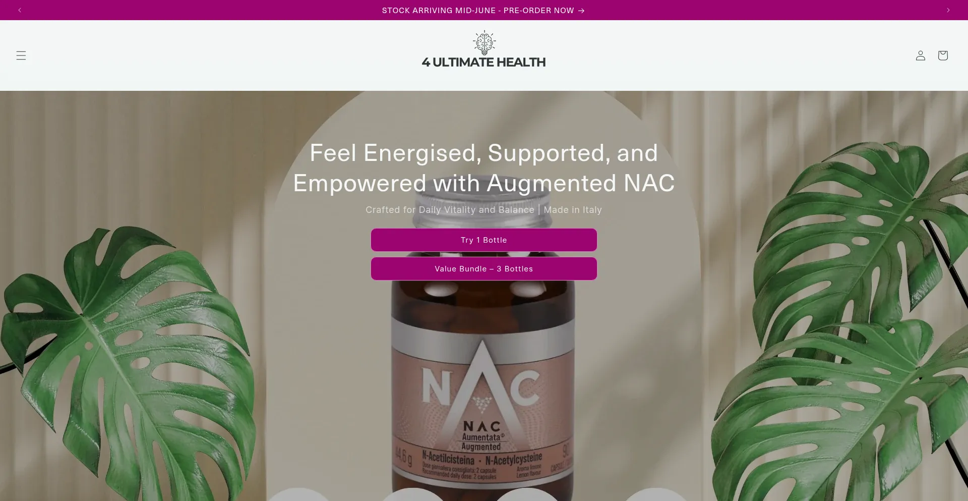 Website screenshot of 4ultimatehealth.com.au