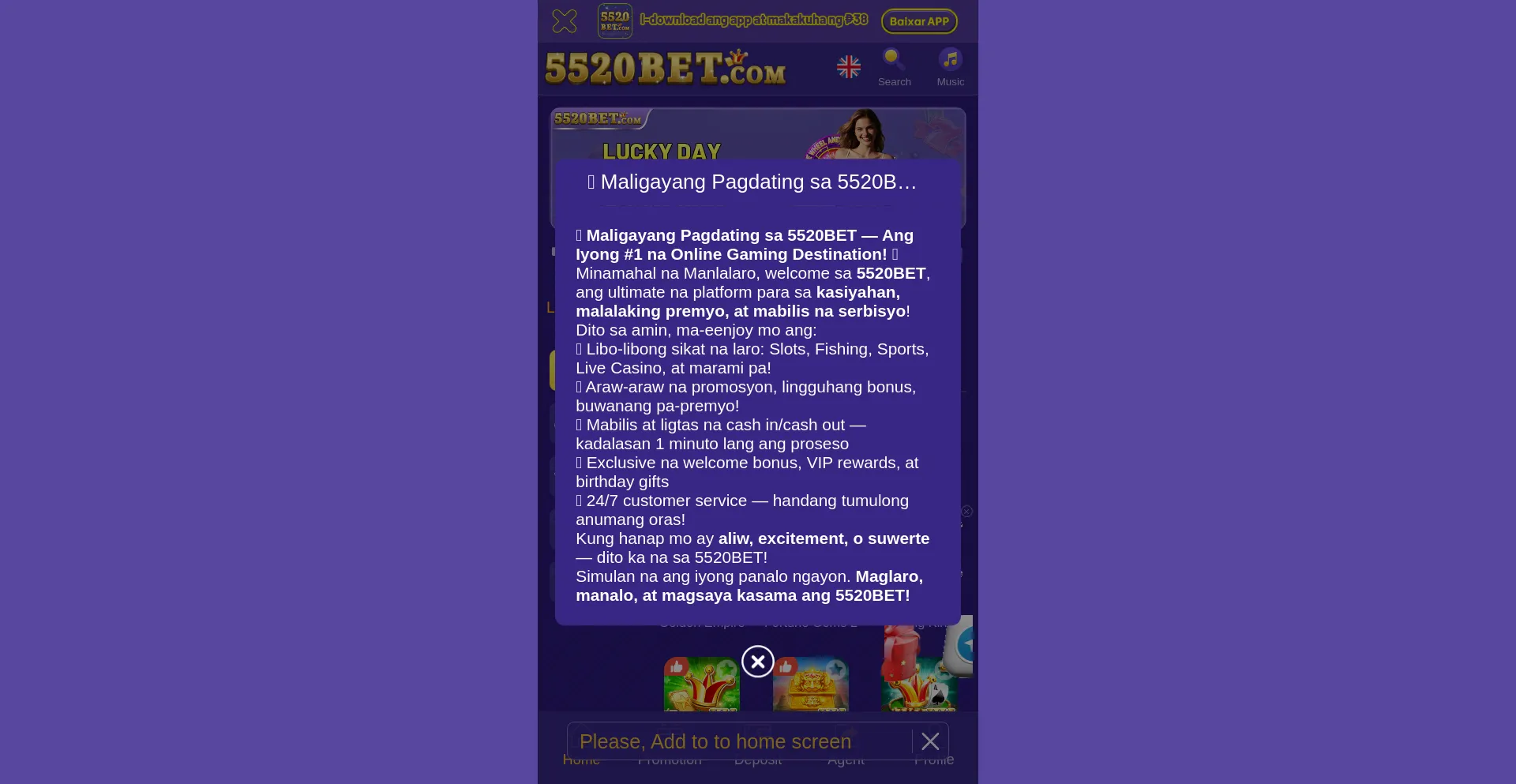 Website screenshot of 5520bet03.com