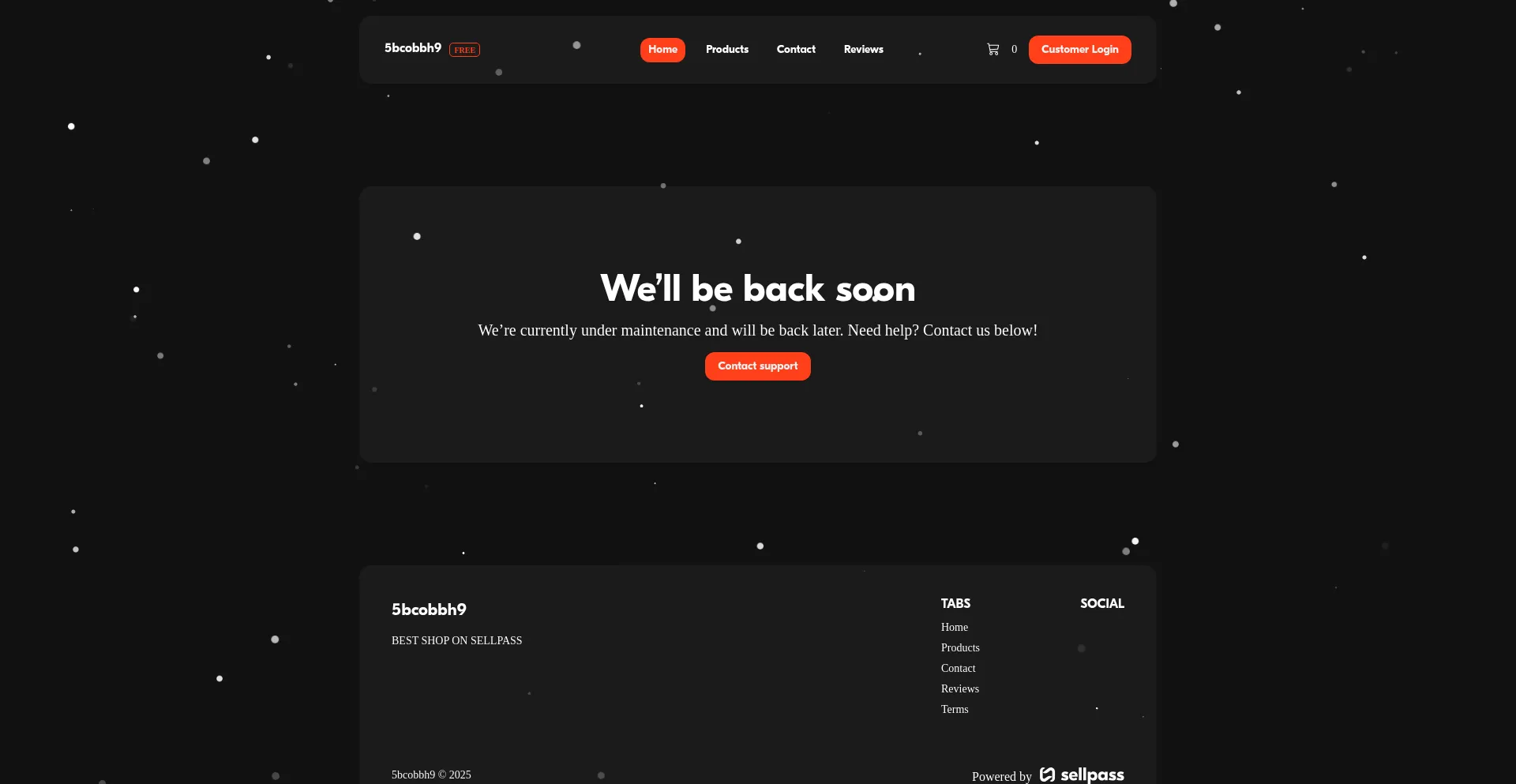 Website screenshot of 5bcobbh9.sellpass.io