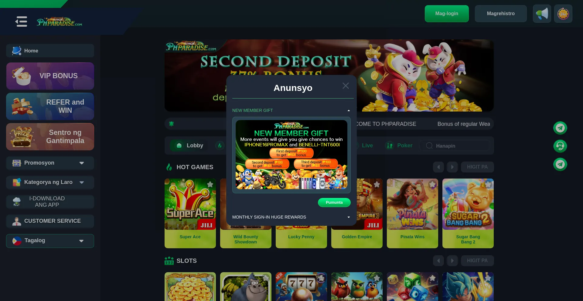 Website screenshot of 60phparadise.cc