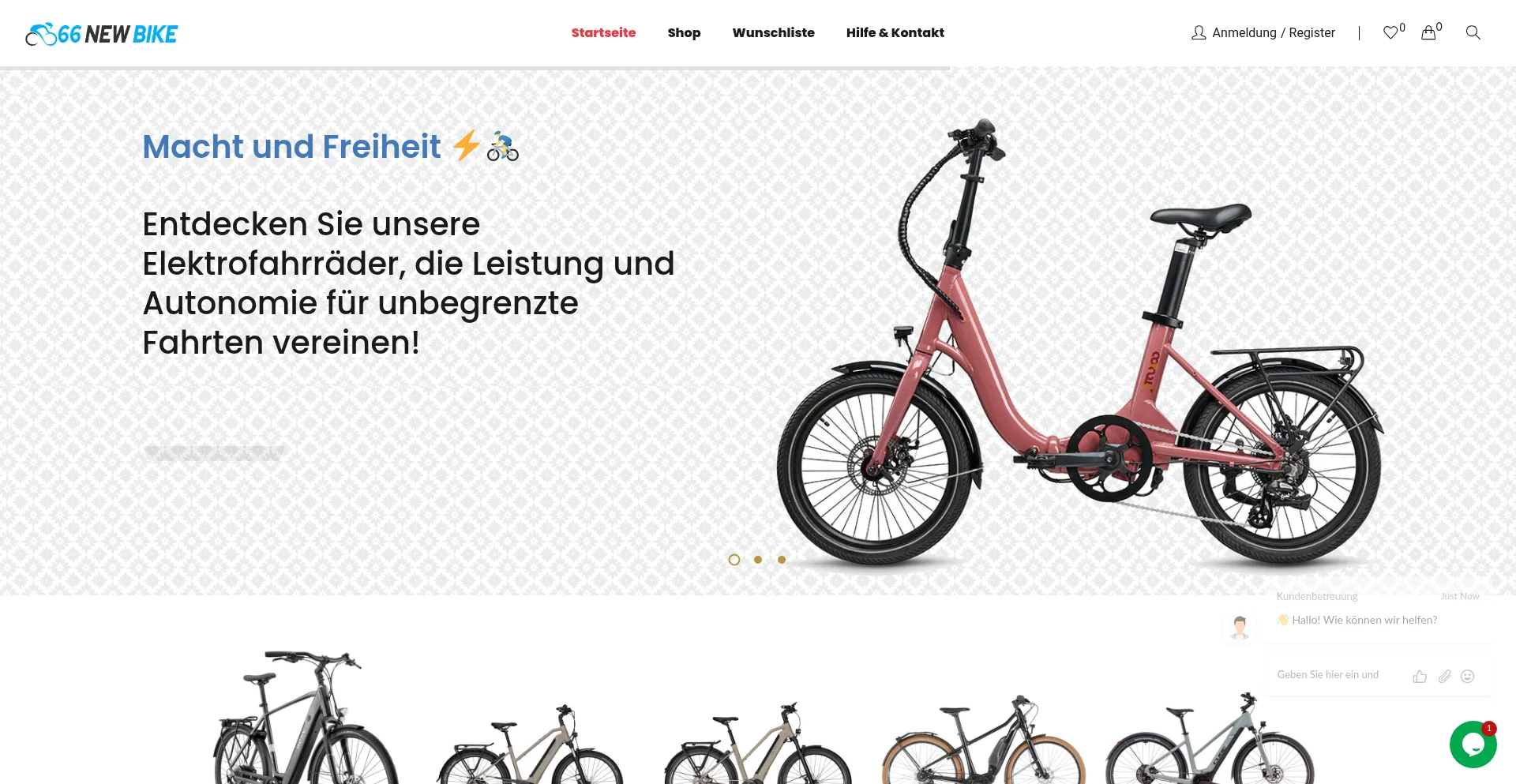 Website screenshot of 66new-bike.com