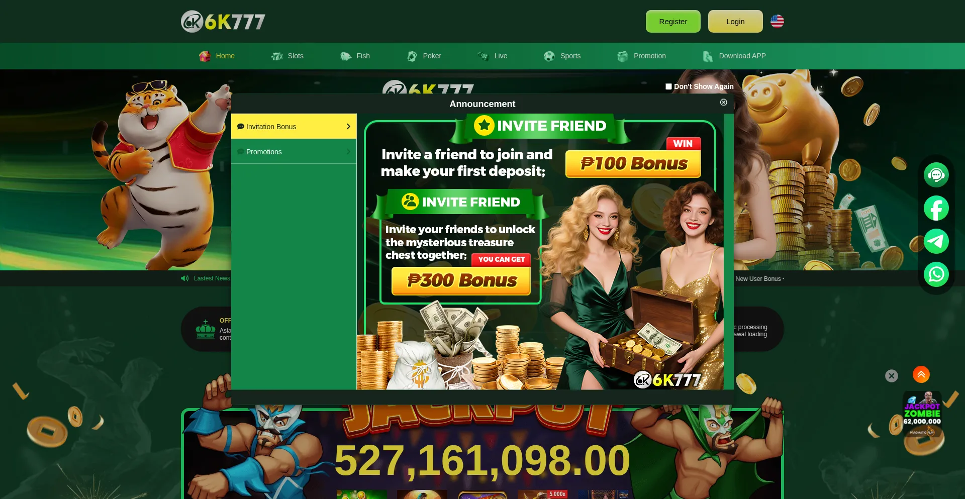 Website screenshot of 6k777.online