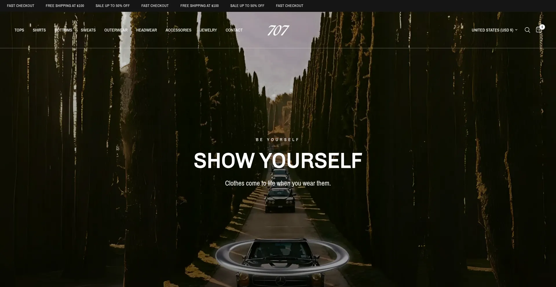 Website screenshot of 707clothing.com