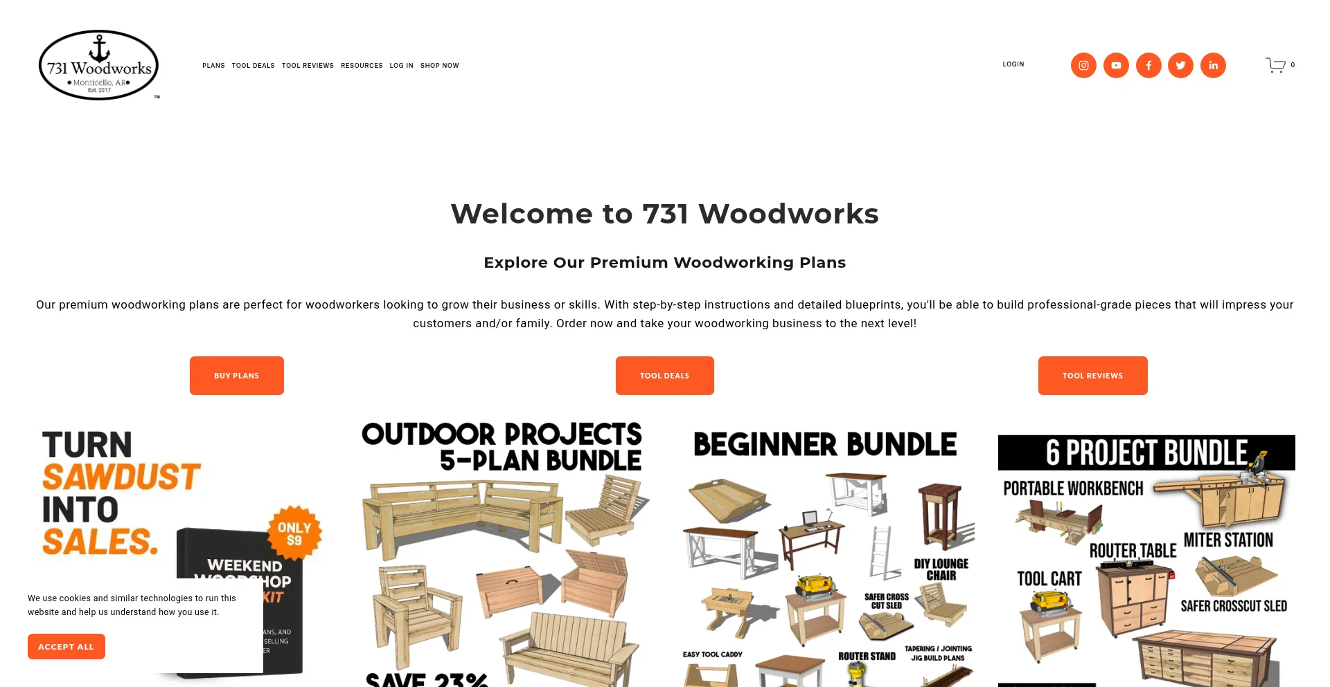 Website screenshot of 731woodworks.com