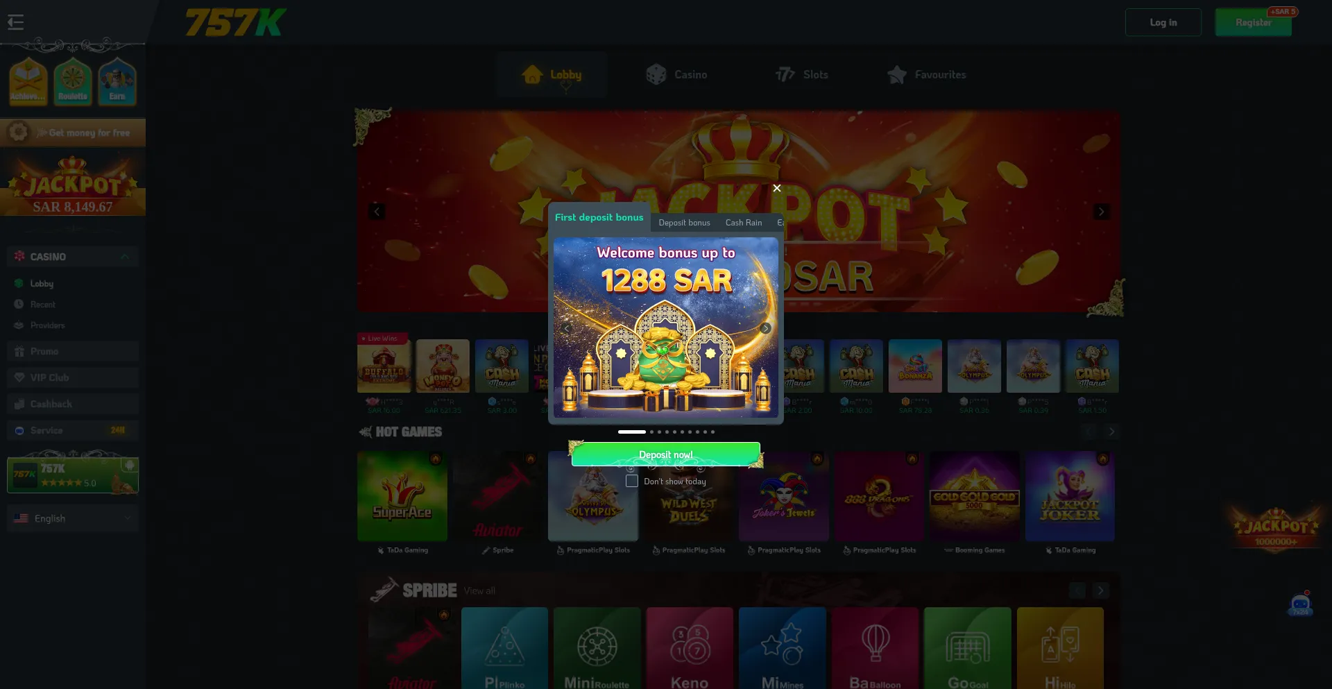 Website screenshot of 757k.com