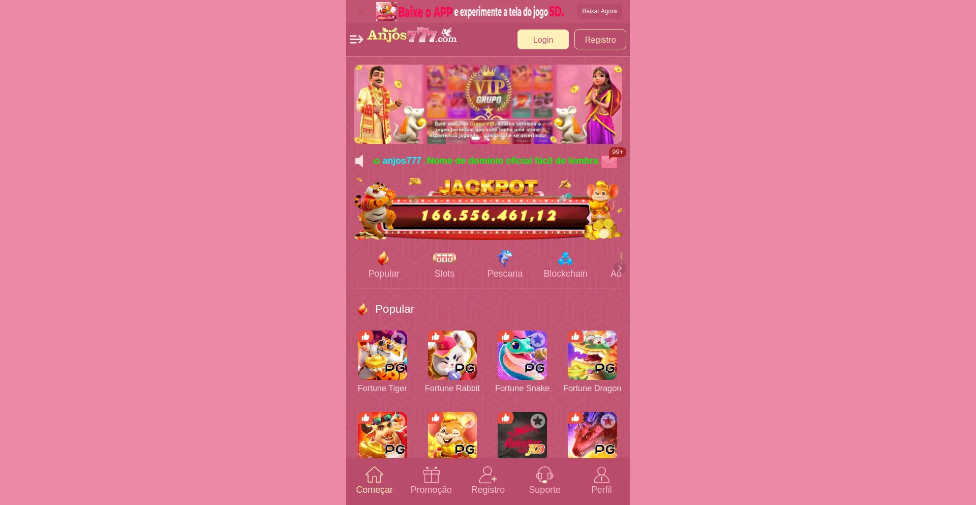 Website screenshot of 777anjos.com
