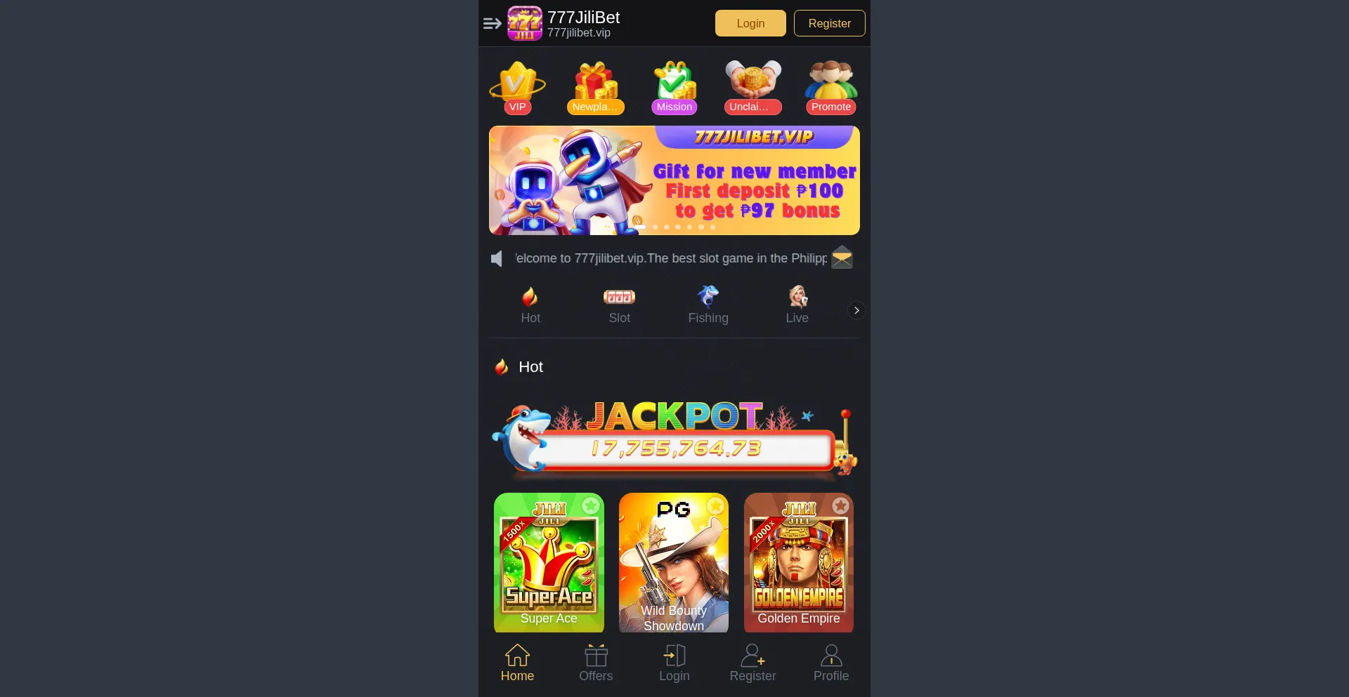 Website screenshot of 777jiliwin.vip
