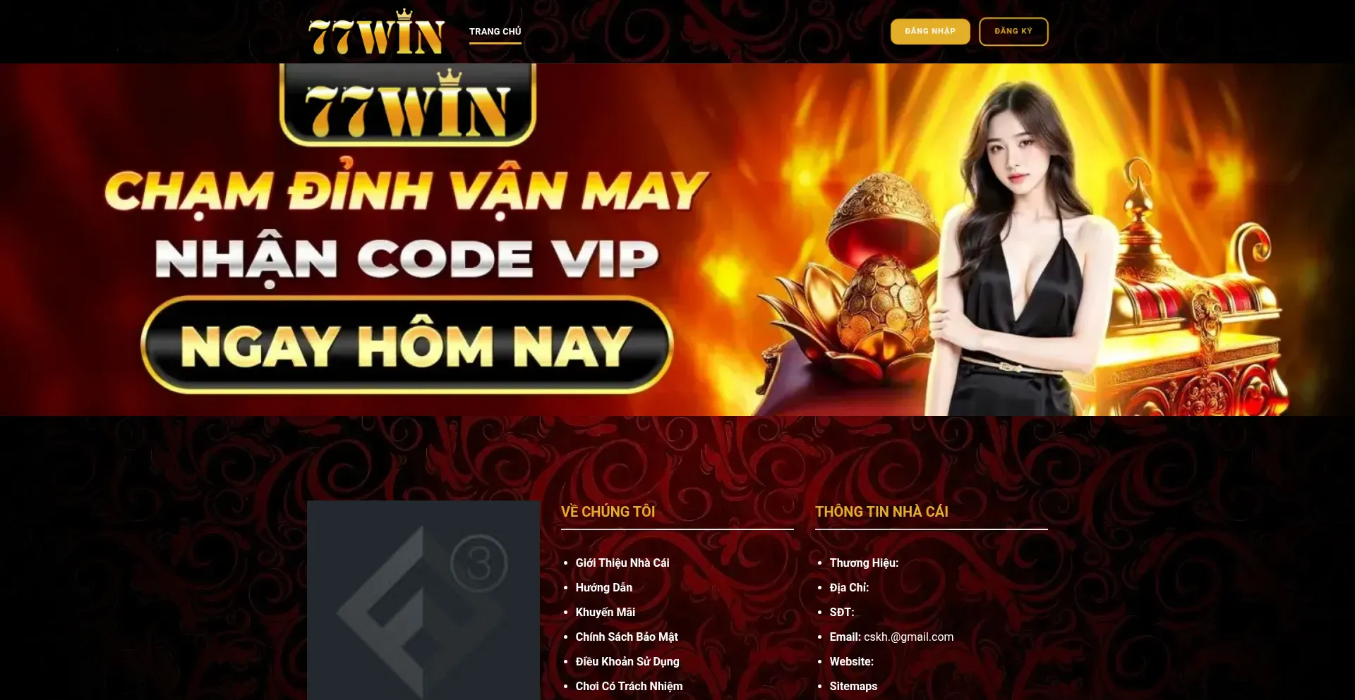 Website screenshot of 77win07.com