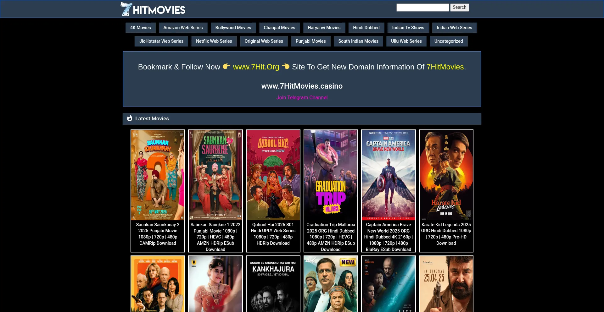 Website screenshot of 7hitmovies.casino
