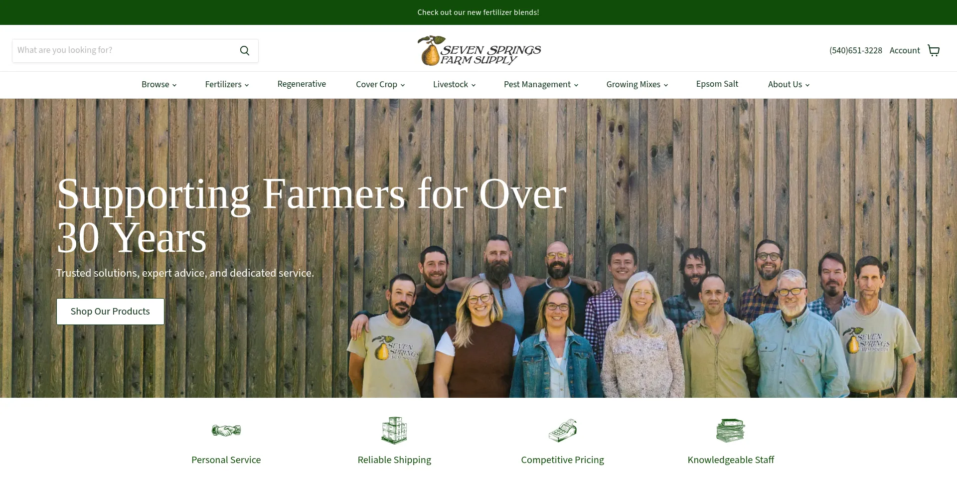 Website screenshot of 7springsfarm.com