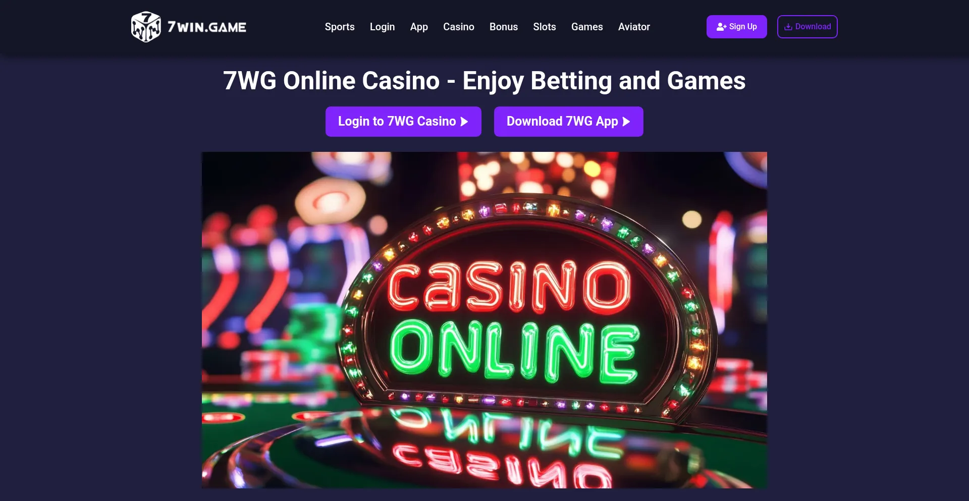 Website screenshot of 7wg-game.com