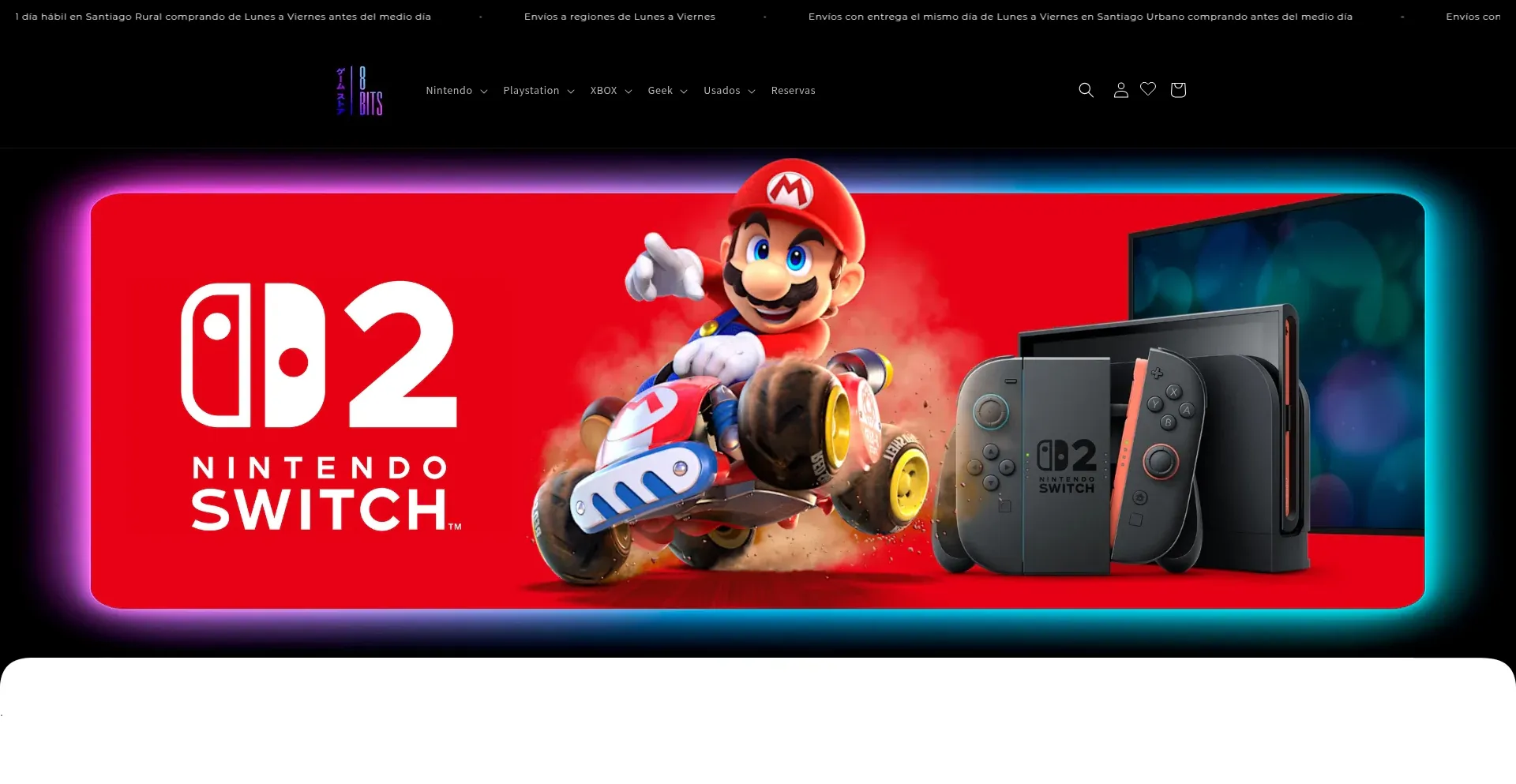 Website screenshot of 8-bits.cl