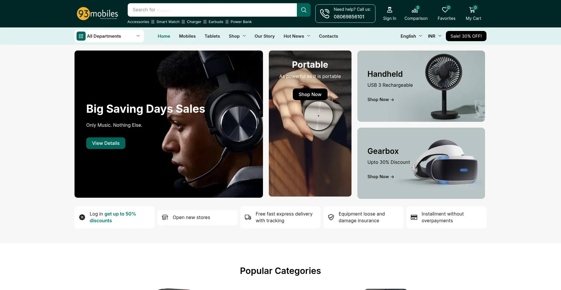 Website screenshot of 93mobiles.com