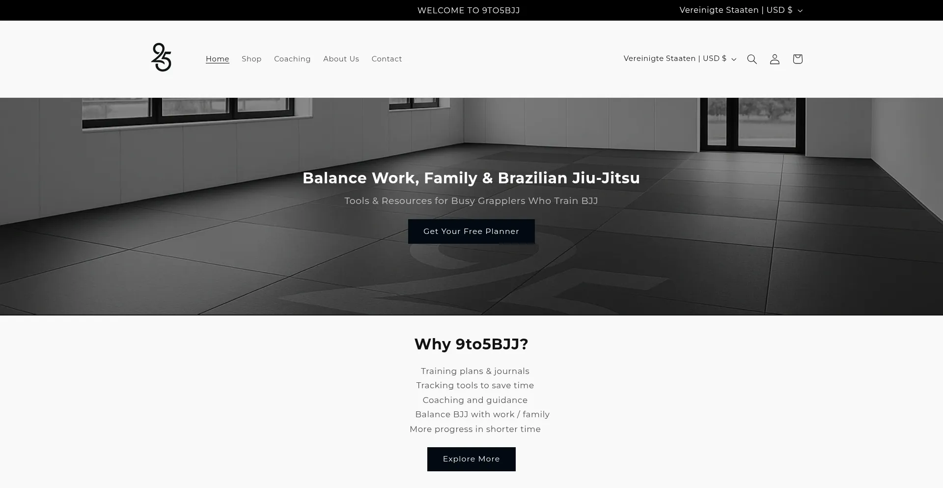 Website screenshot of 9to5bjj.com