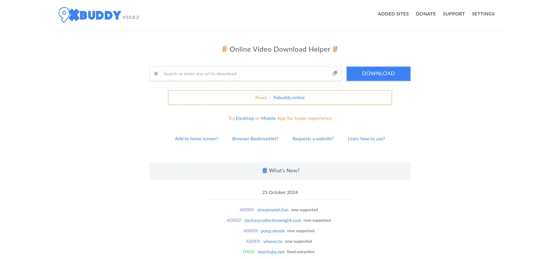 Website screenshot of 9xbuddy.com