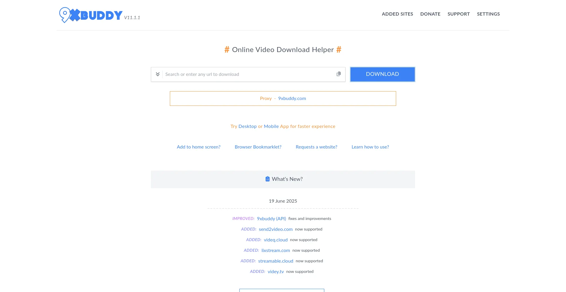 Website screenshot of 9xbuddy.site