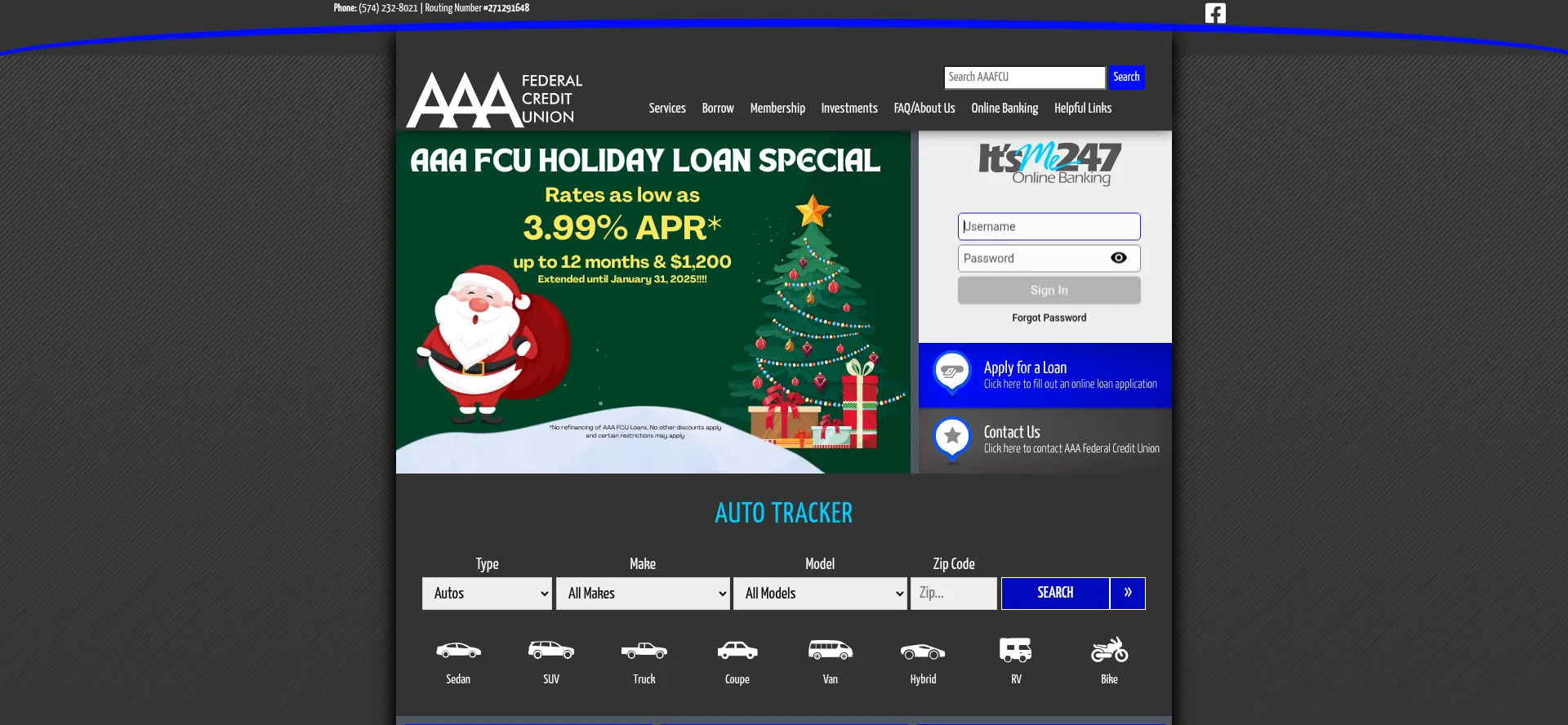 Website screenshot of Aaafcu.com