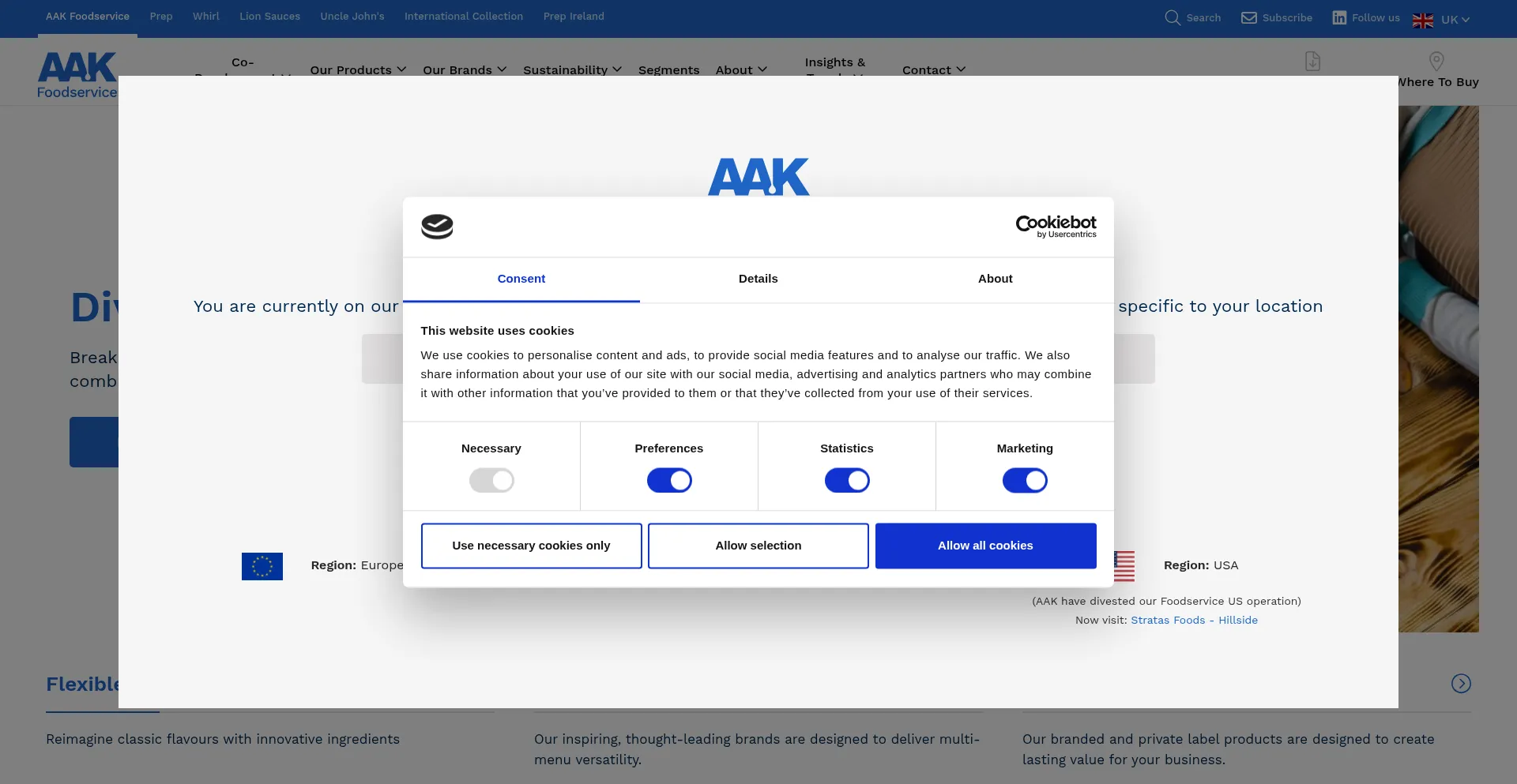 Aakfoodservice.com Screenshot