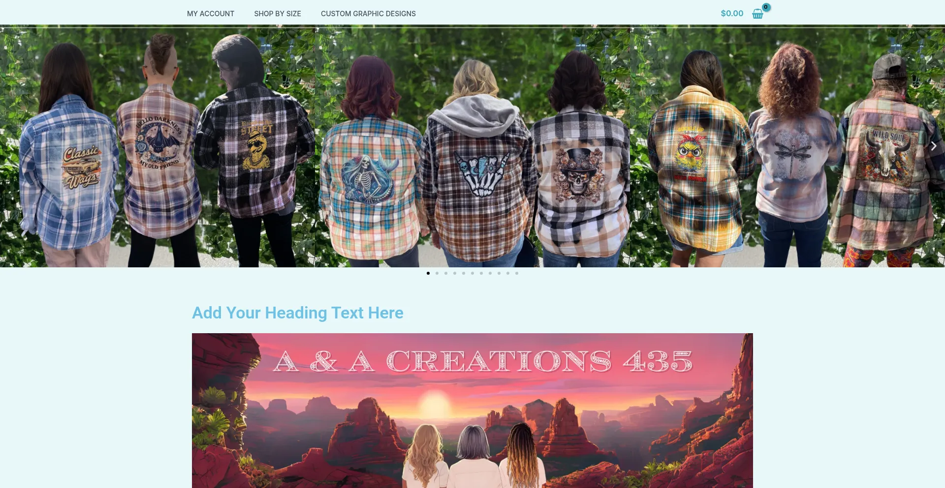 Website screenshot of Aandacreations435.com