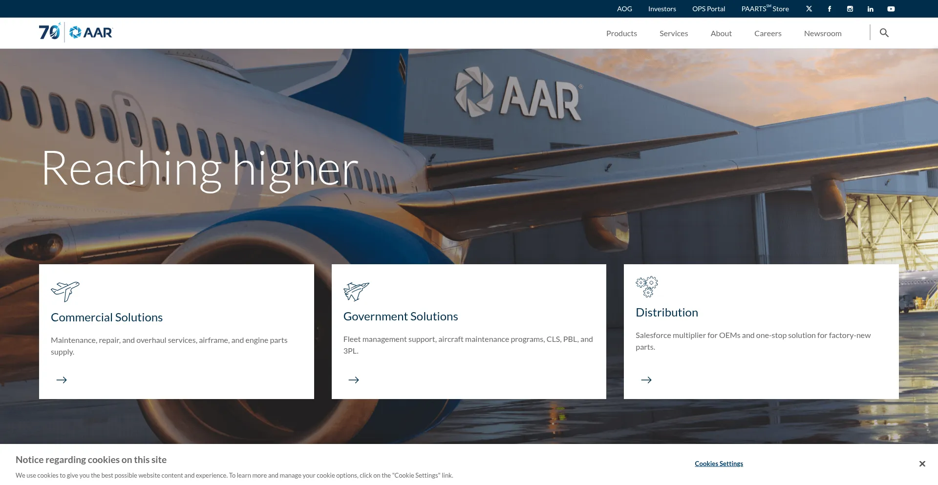 Website screenshot of Aarcorp.com
