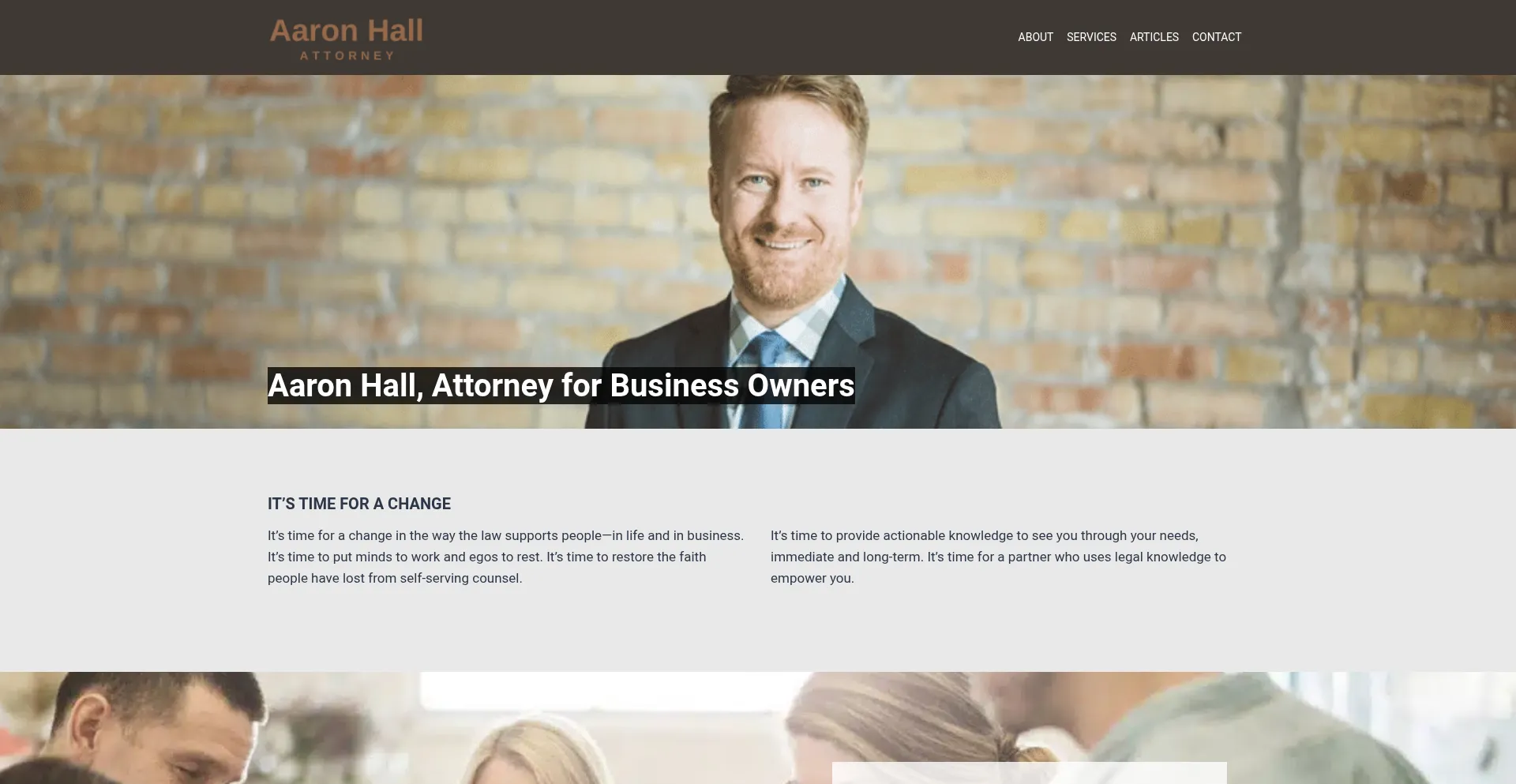 Website screenshot of Aaronhall.com