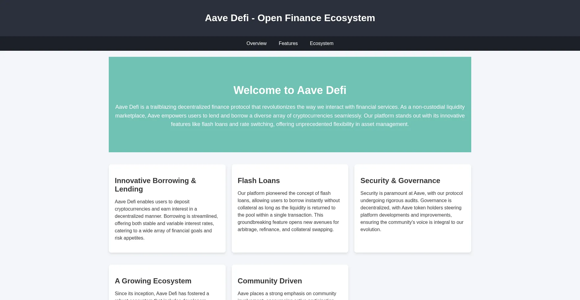 Website screenshot of Aavedefi.live