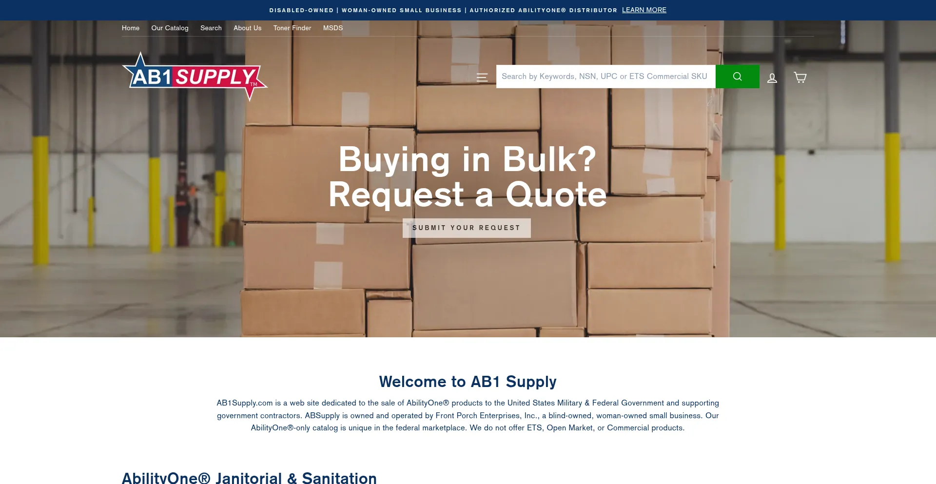 Website screenshot of Ab1supply.com