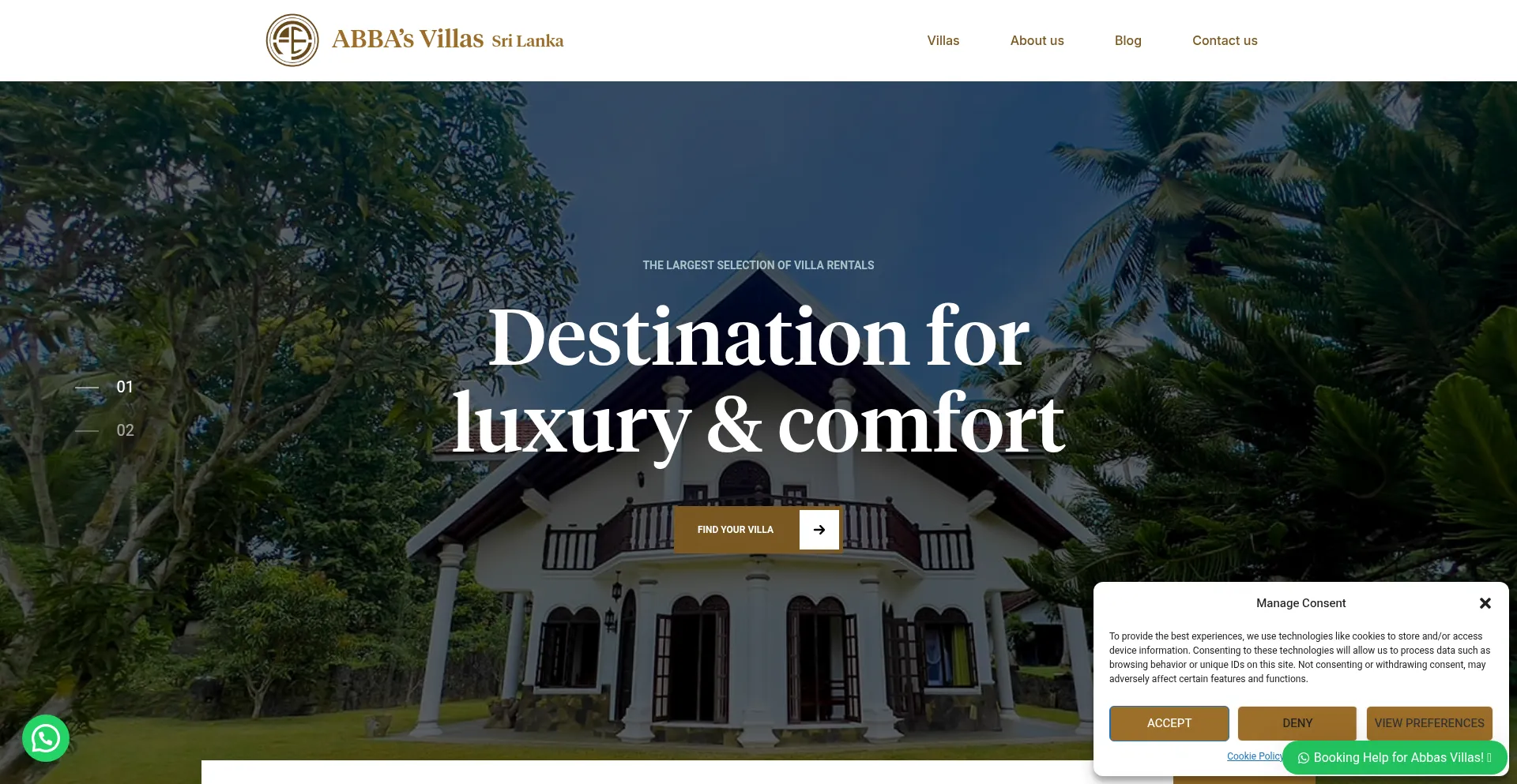 Website screenshot of Abbasvillas.com