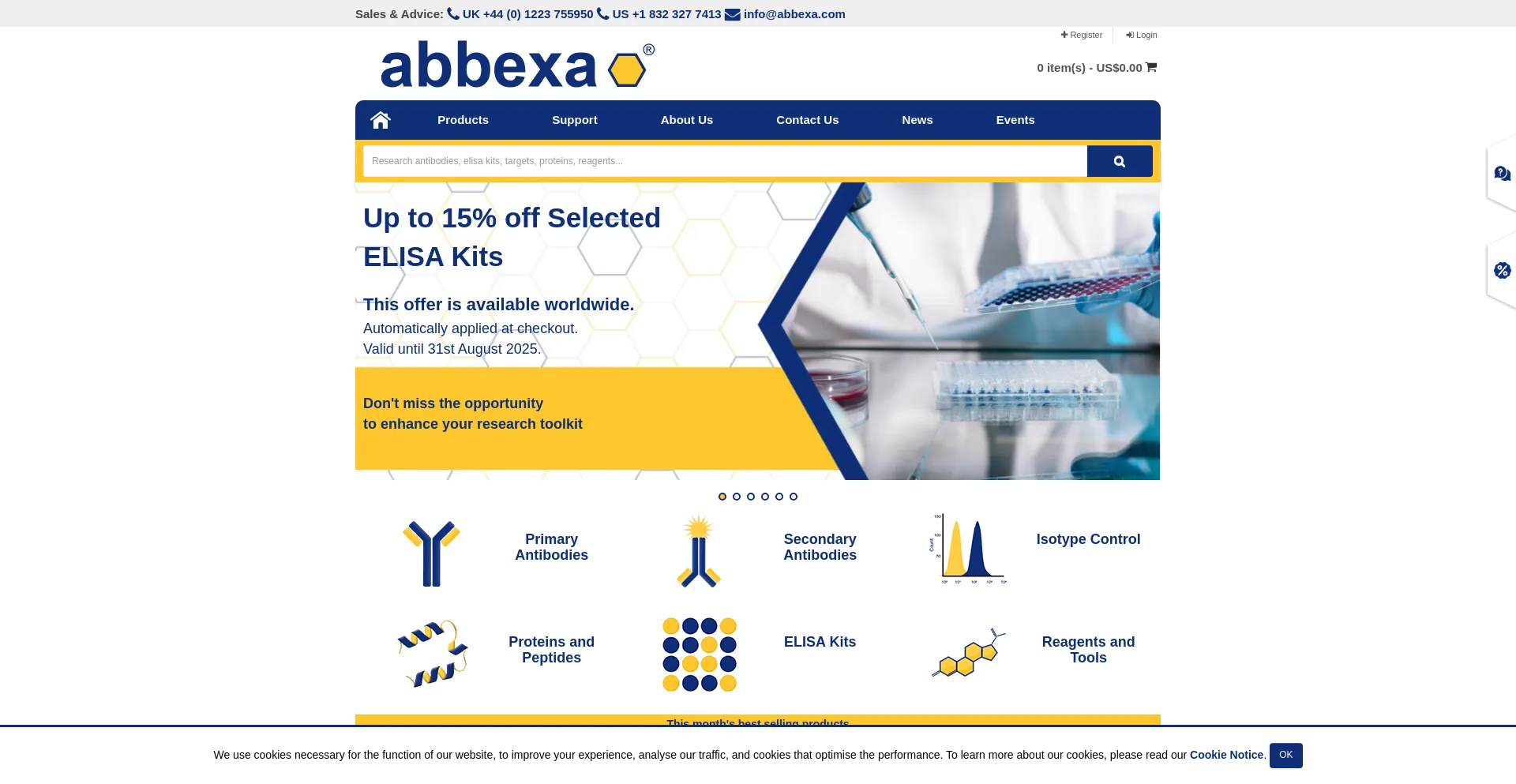Website screenshot of Abbexa.com