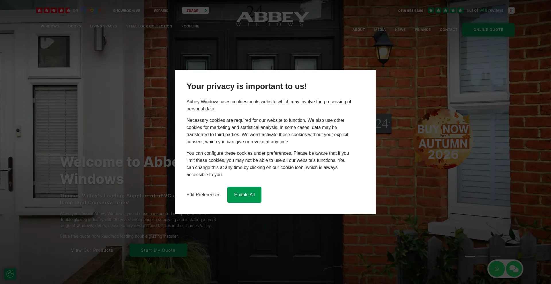 Abbeywindows.co.uk Screenshot