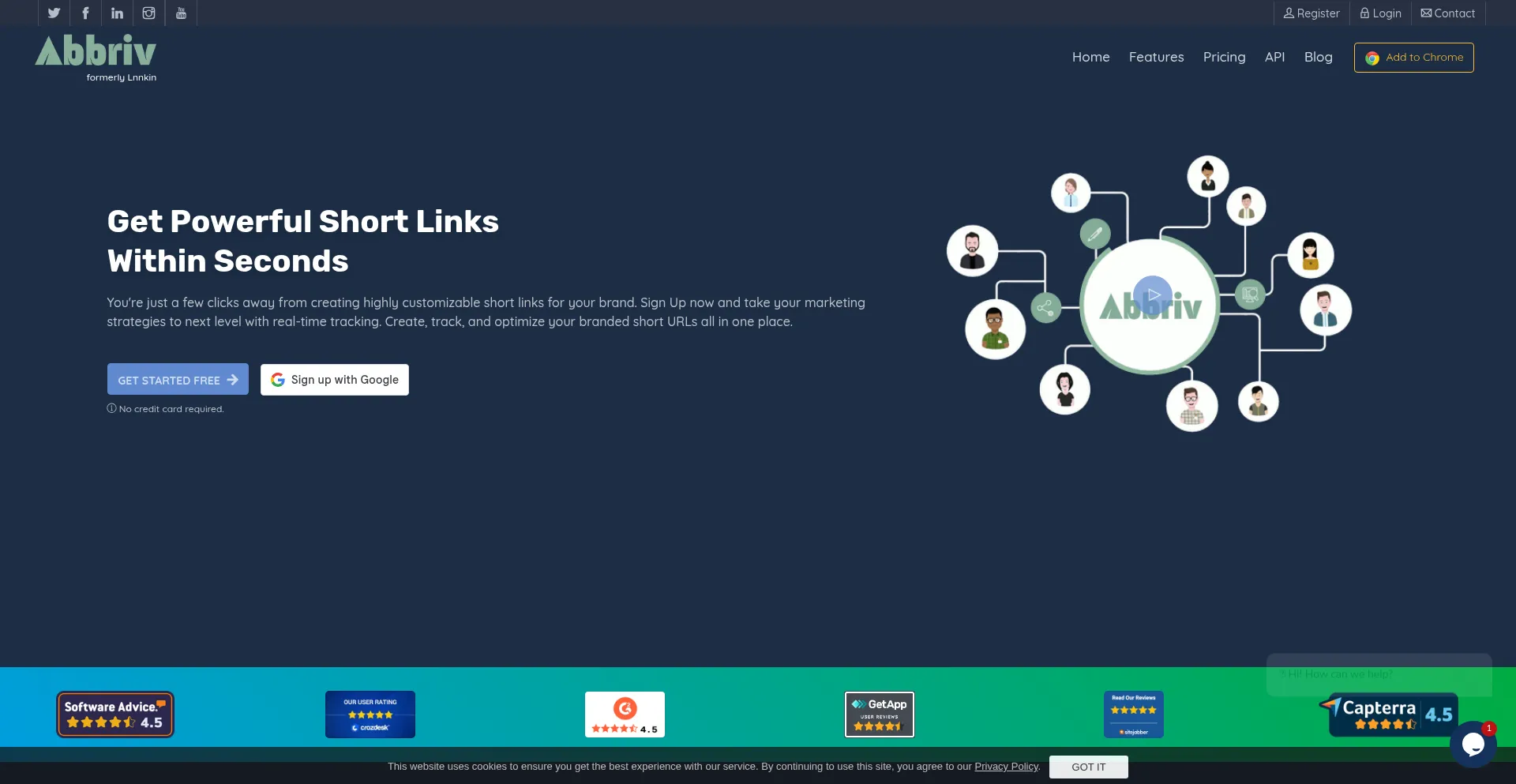 Website screenshot of Abbriv.com