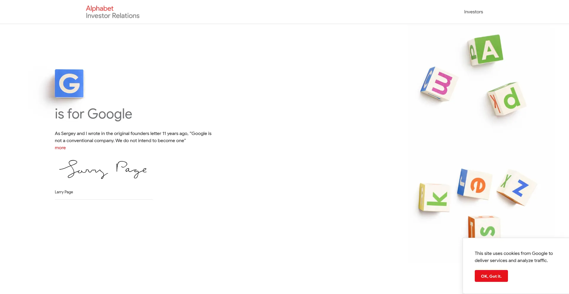 Website screenshot of Abc.xyz