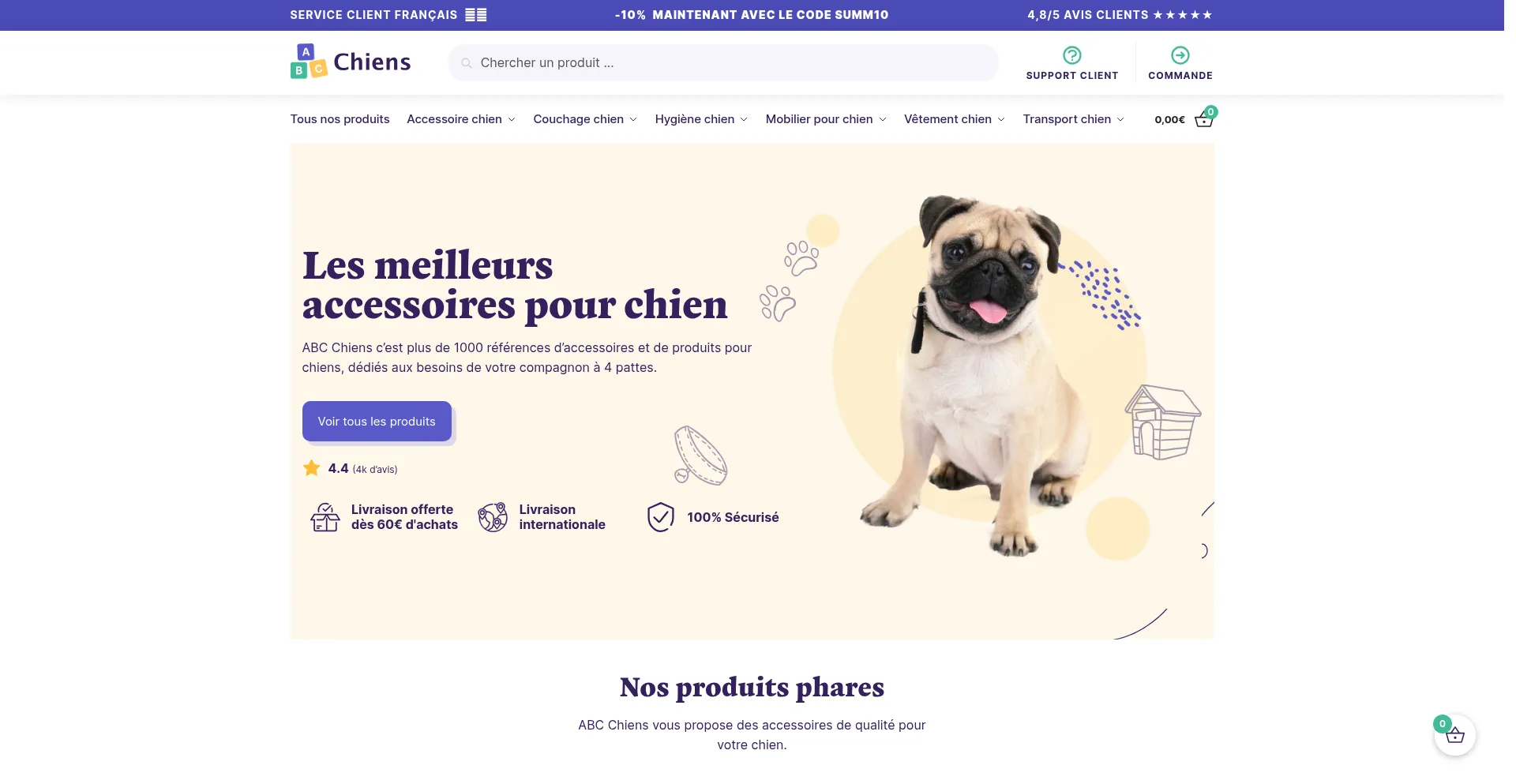 Website screenshot of Abc-chiens.fr