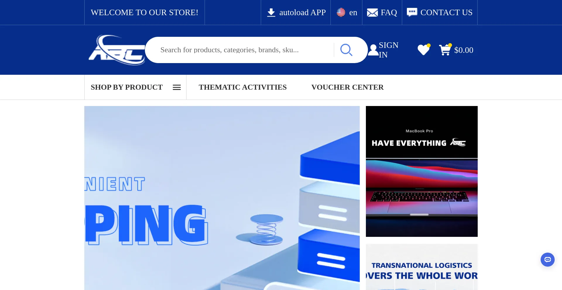 Website screenshot of Abce-commerce.net