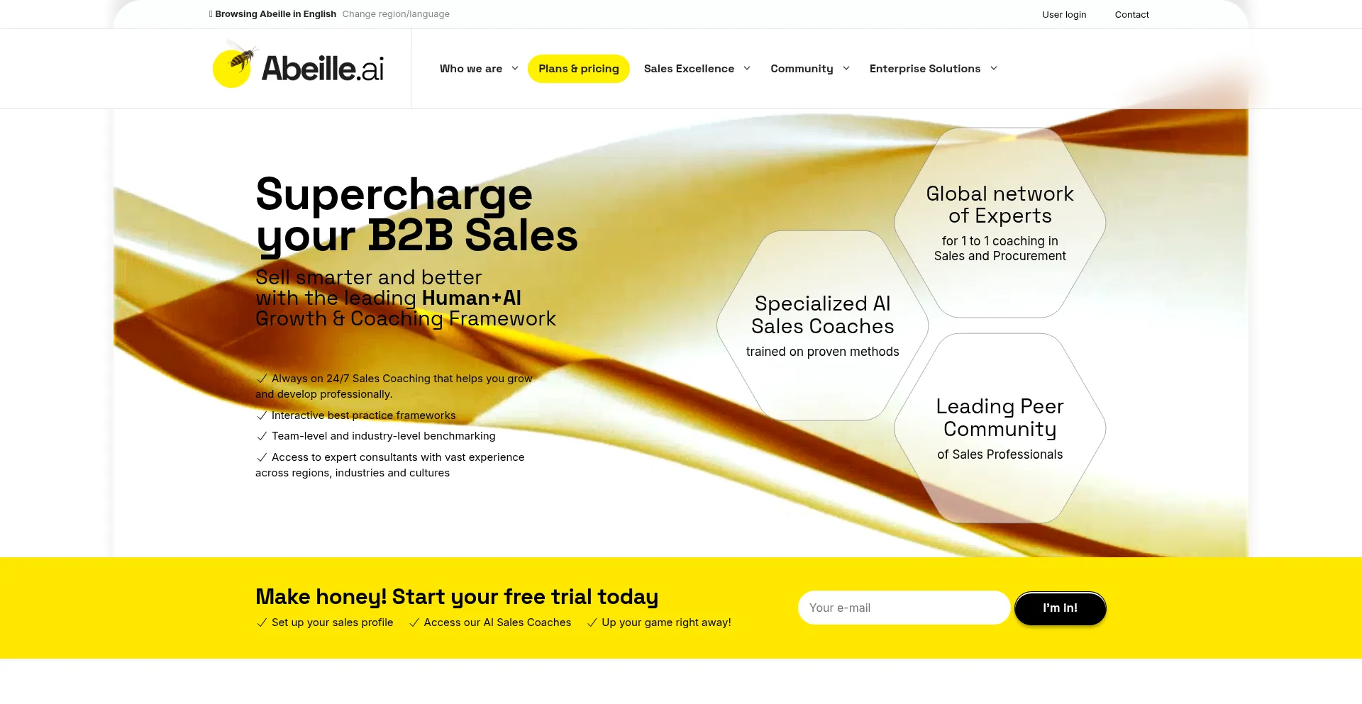 Website screenshot of Abeille.ai