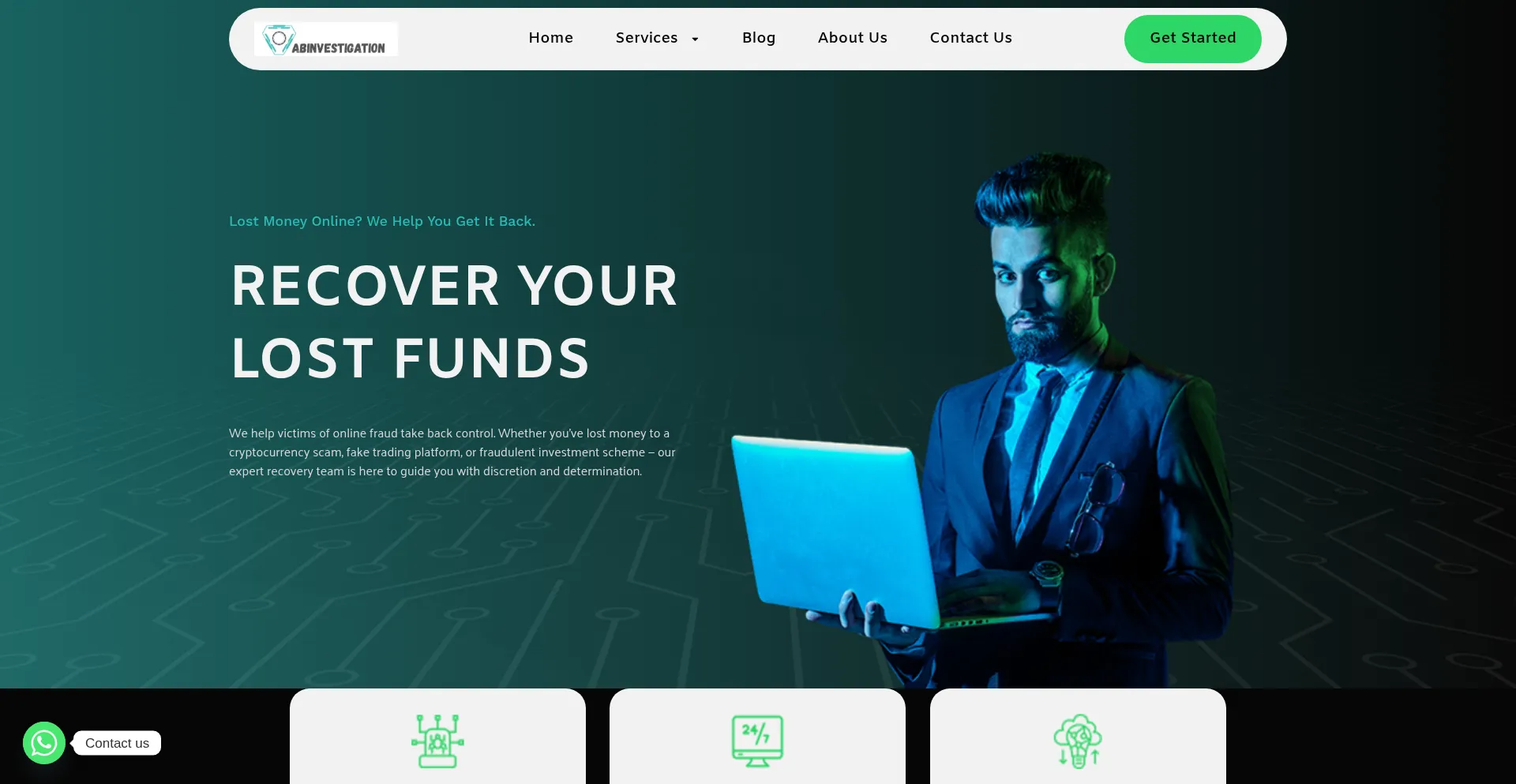 Website screenshot of Abinvestigationltd.com