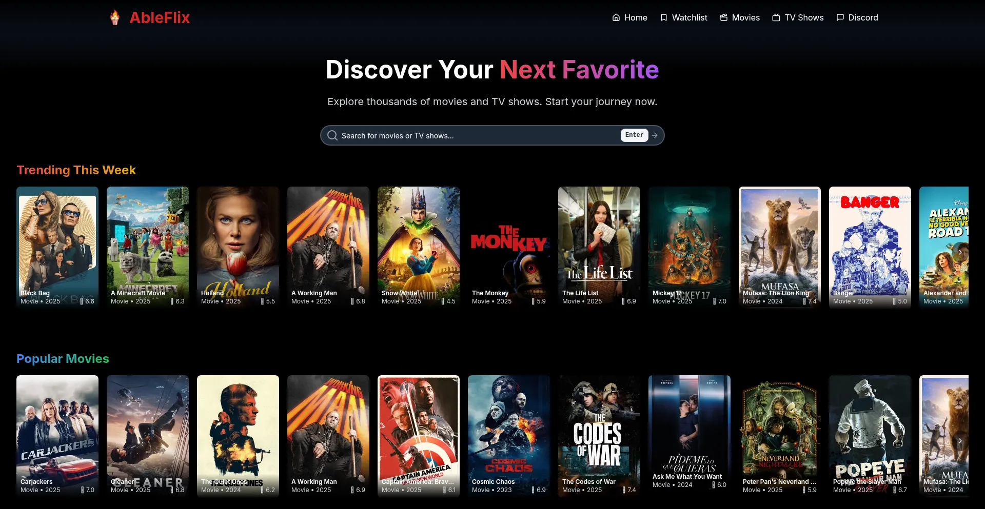 Website screenshot of Ableflix.xyz
