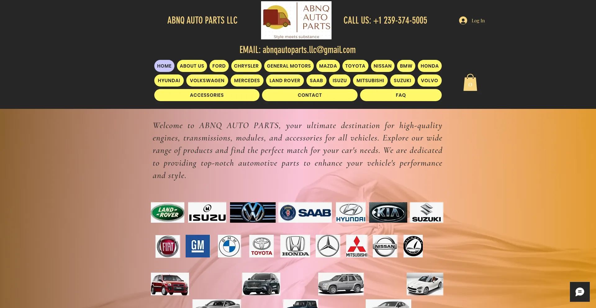 Website screenshot of Abnqautoparts.com