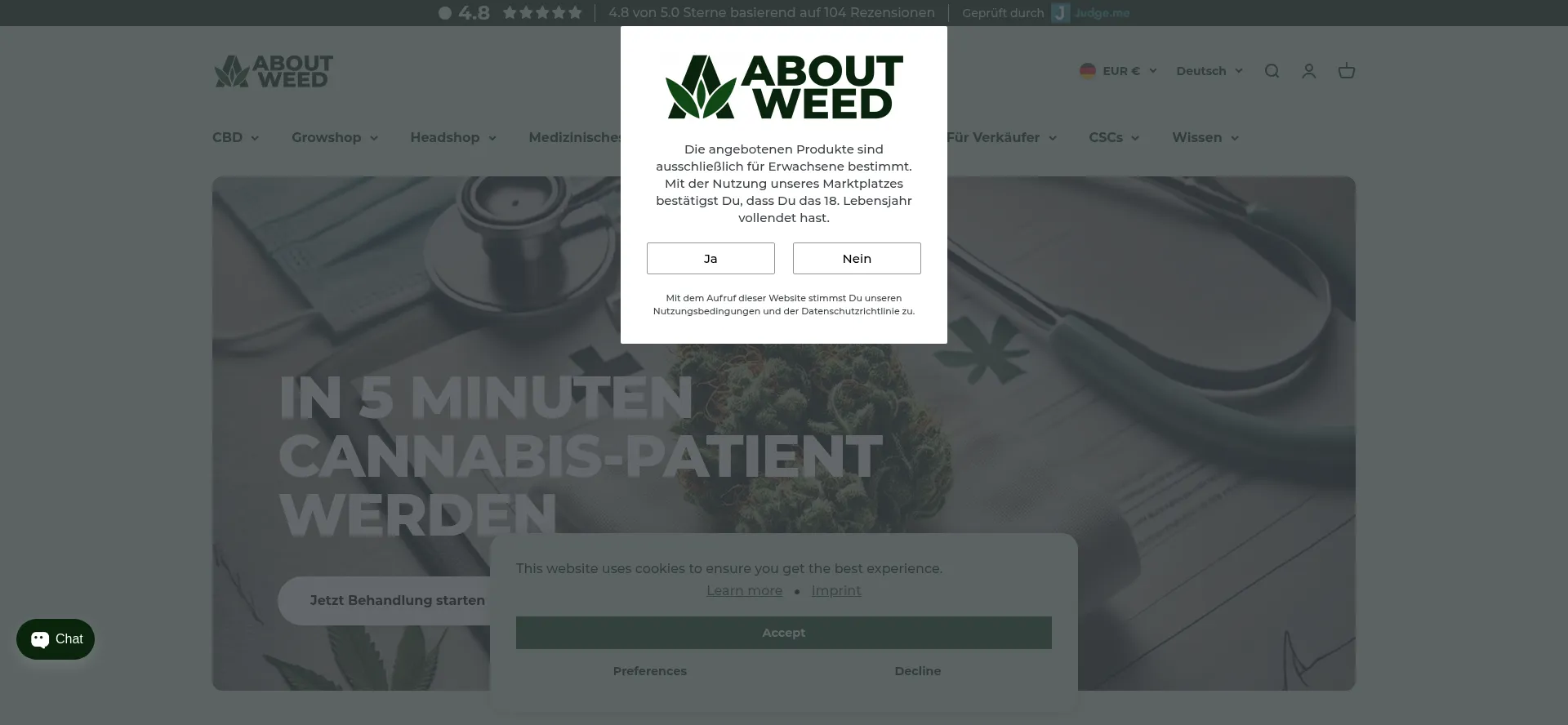 Website screenshot of Aboutweed.com