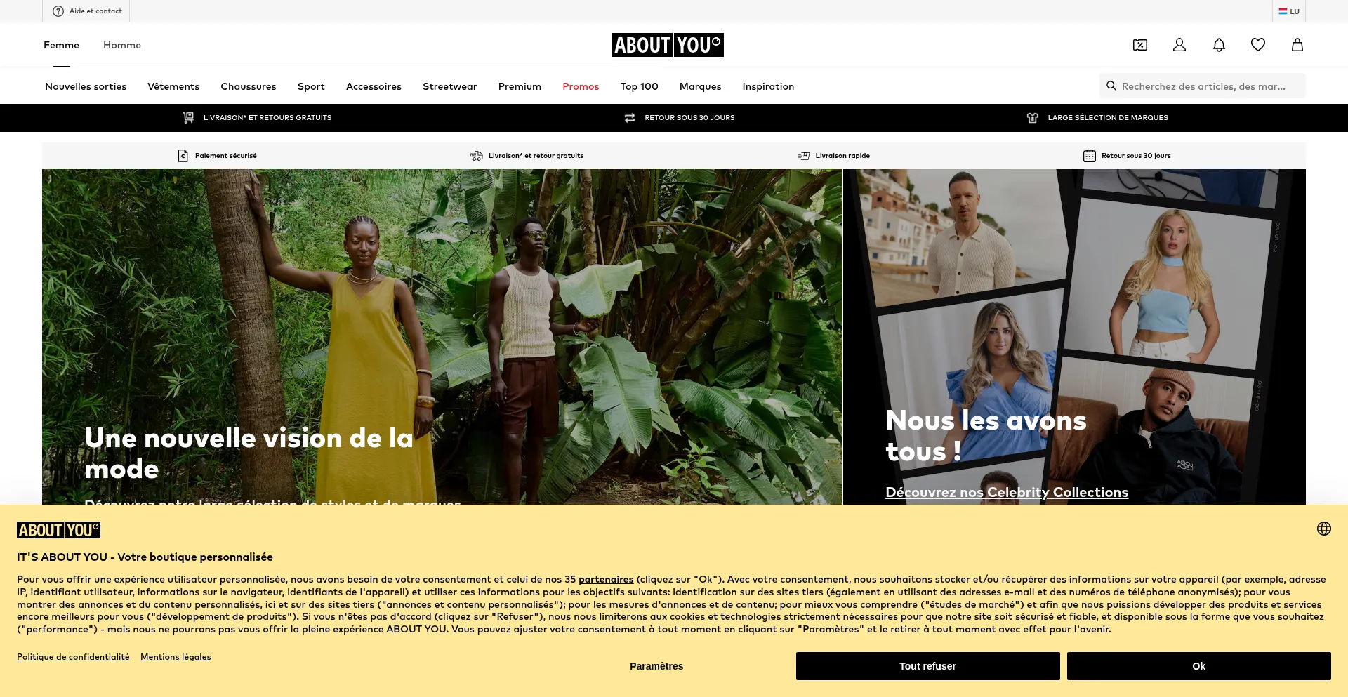 Website screenshot of Aboutyou.lu