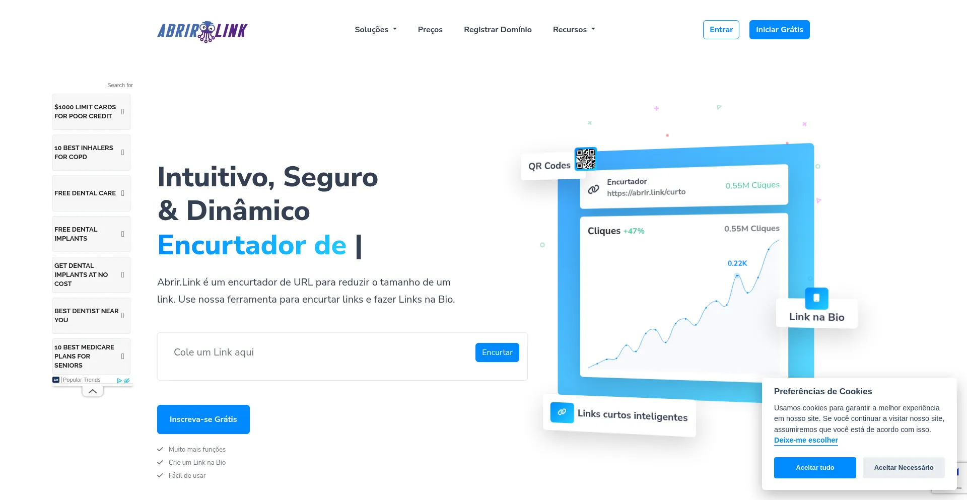 Website screenshot of Abrir.link