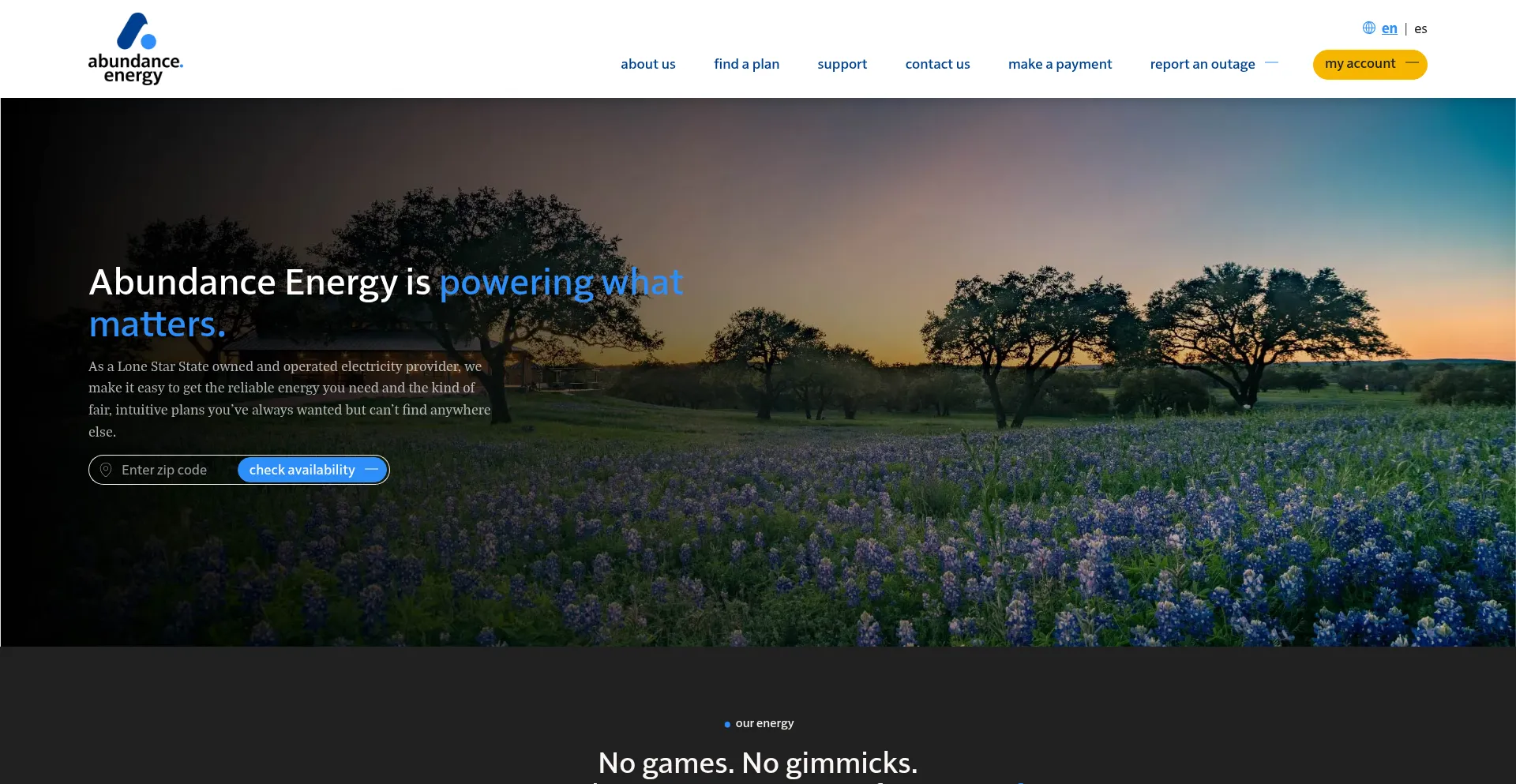 Website screenshot of Abundanceenergy.com
