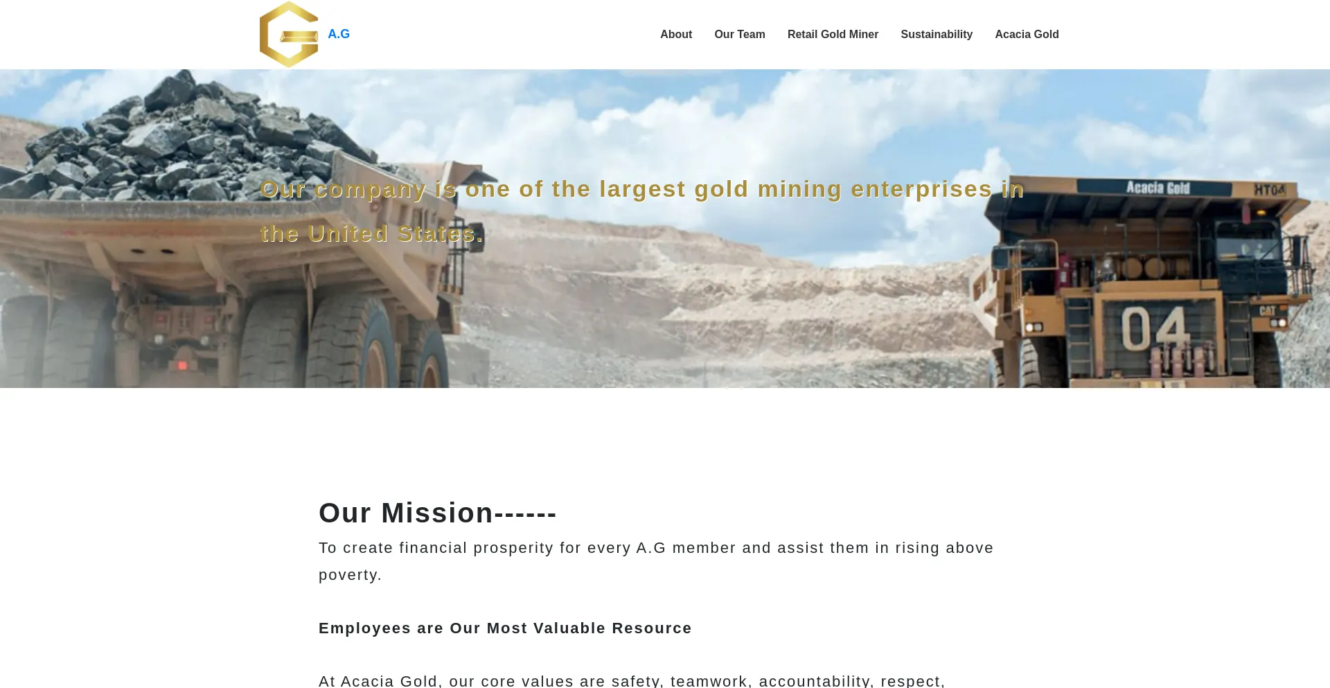 Website screenshot of Acaciagoldmining.com