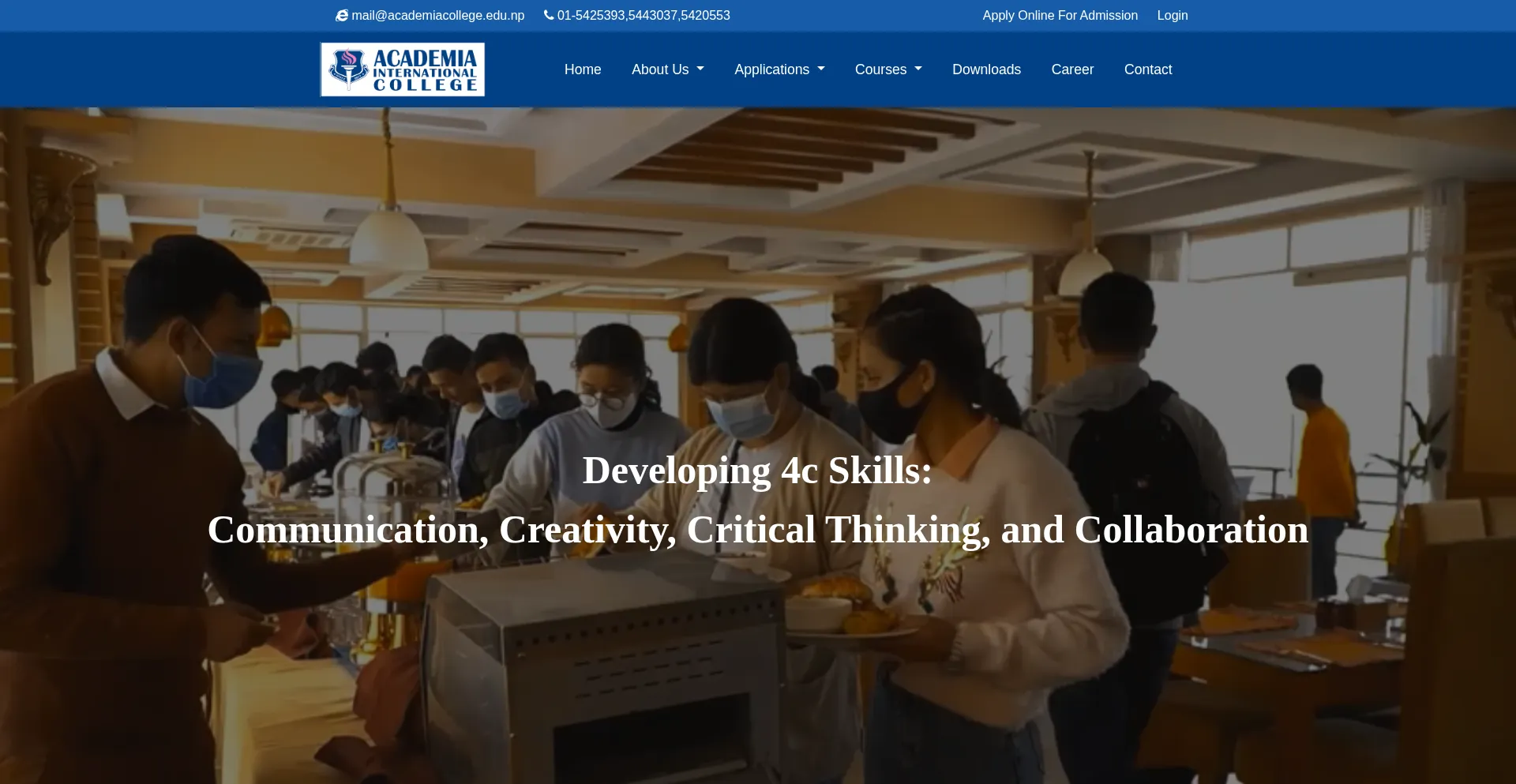 Website screenshot of Academiacollege.edu.np