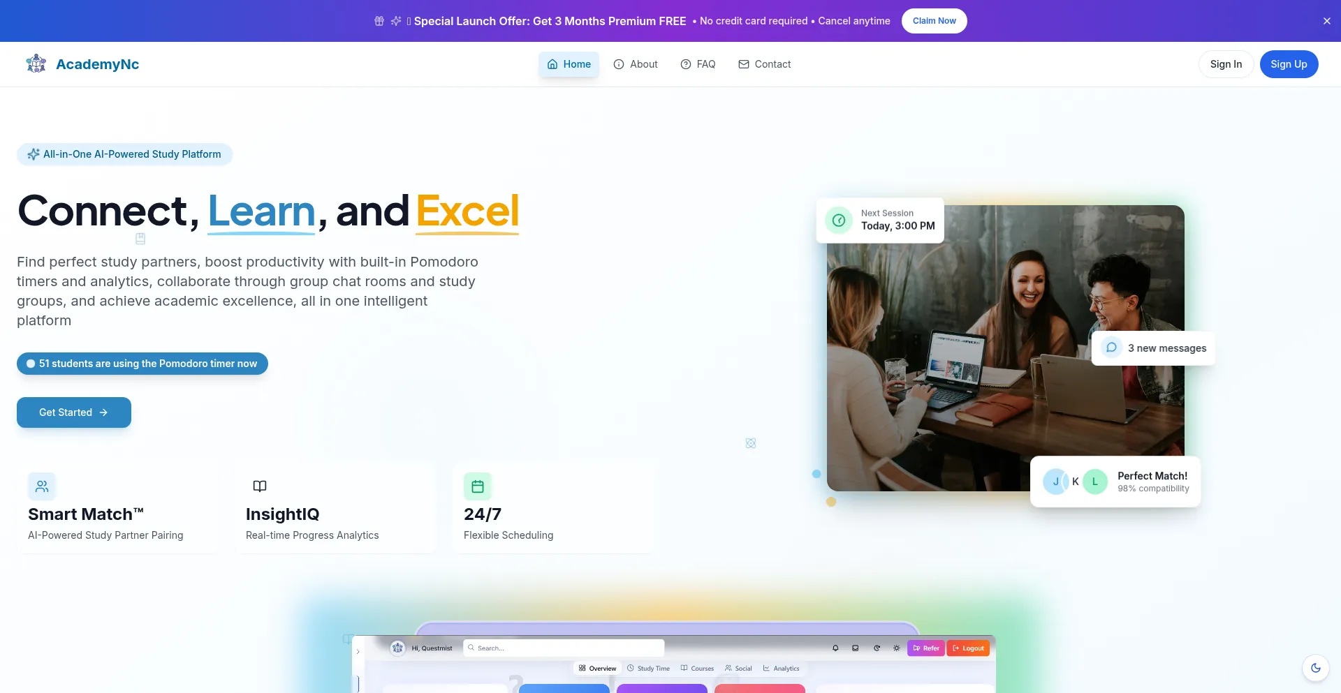 Website screenshot of Academync.com