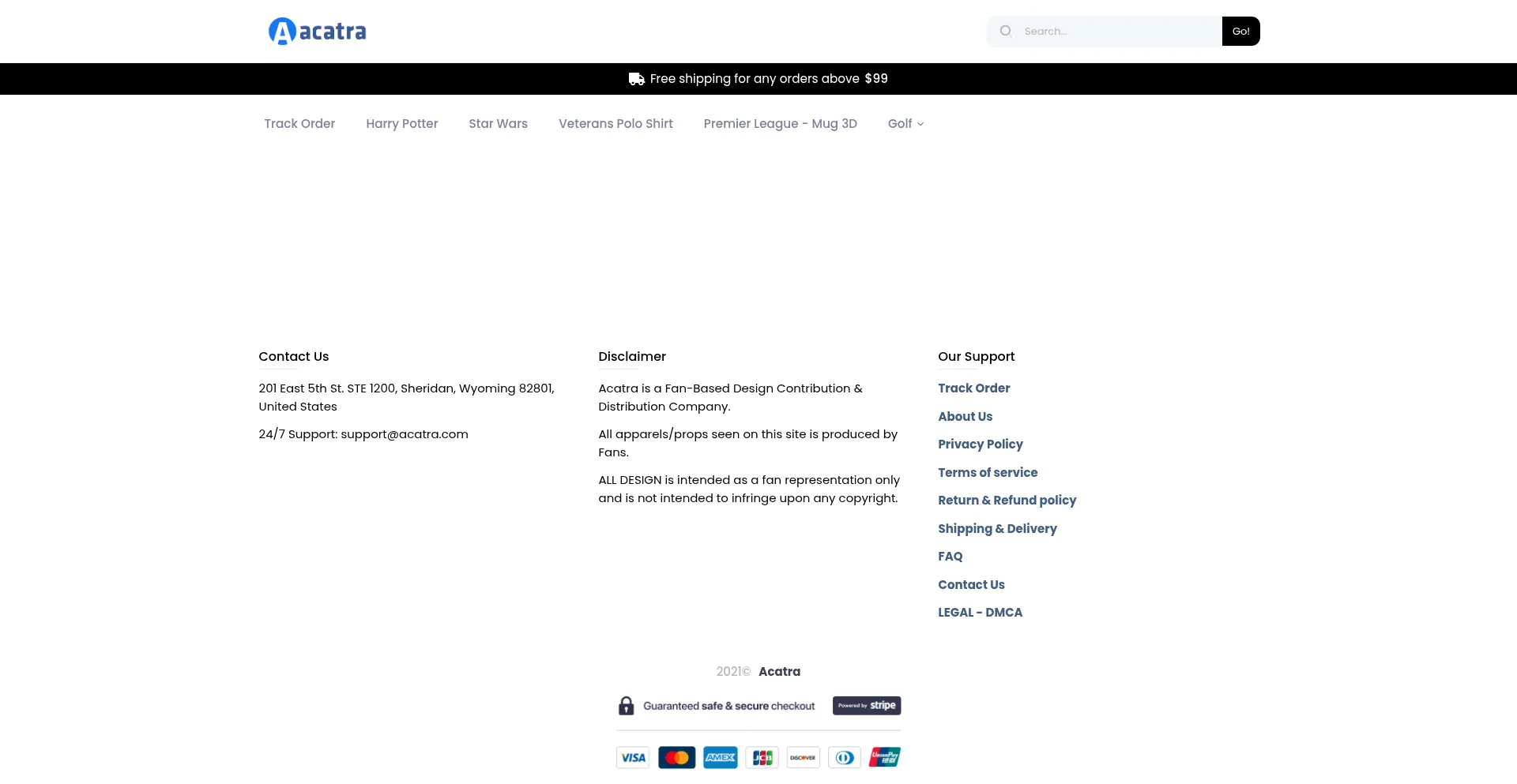 Website screenshot of Acatra.com