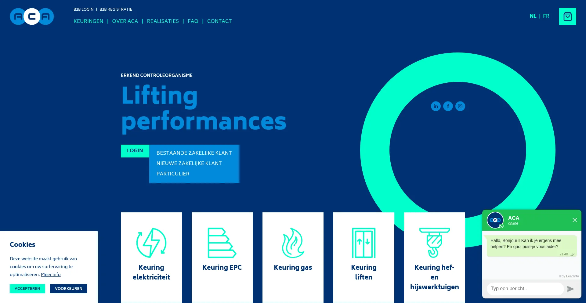 Website screenshot of Acavzw.be